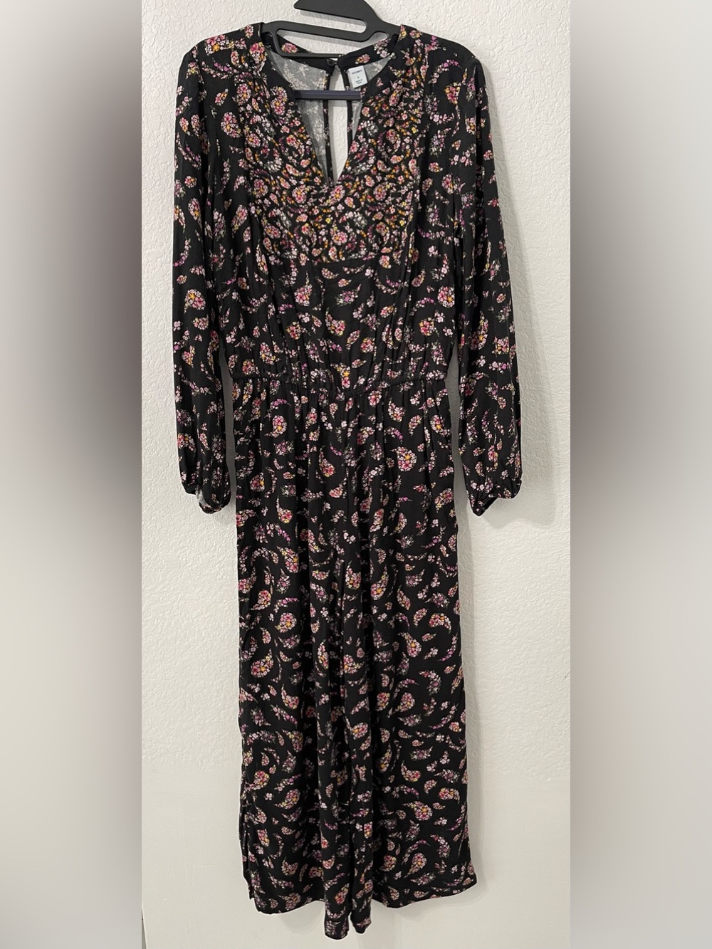 Old Navy Black Paisley Floral Jumpsuit